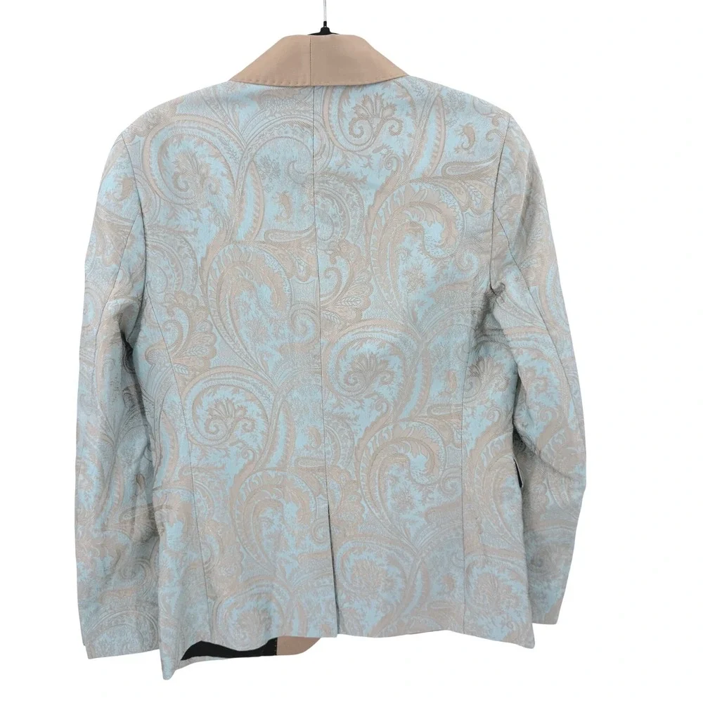 Devils Advocate Mens‎ 38 Blue Gold Paisley Shawl Lapel Tuxedo Blazer Jacket